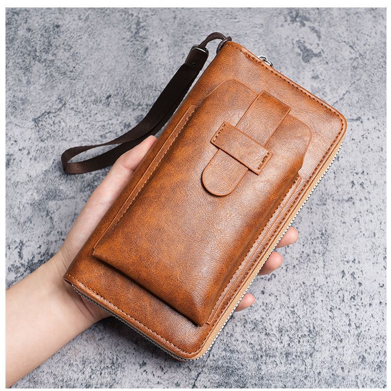 Carteira masculina longa nova carteira multi slots para cartão carteira dois em um zíper empresarial multifuncional bolsa para celular_voghion.com