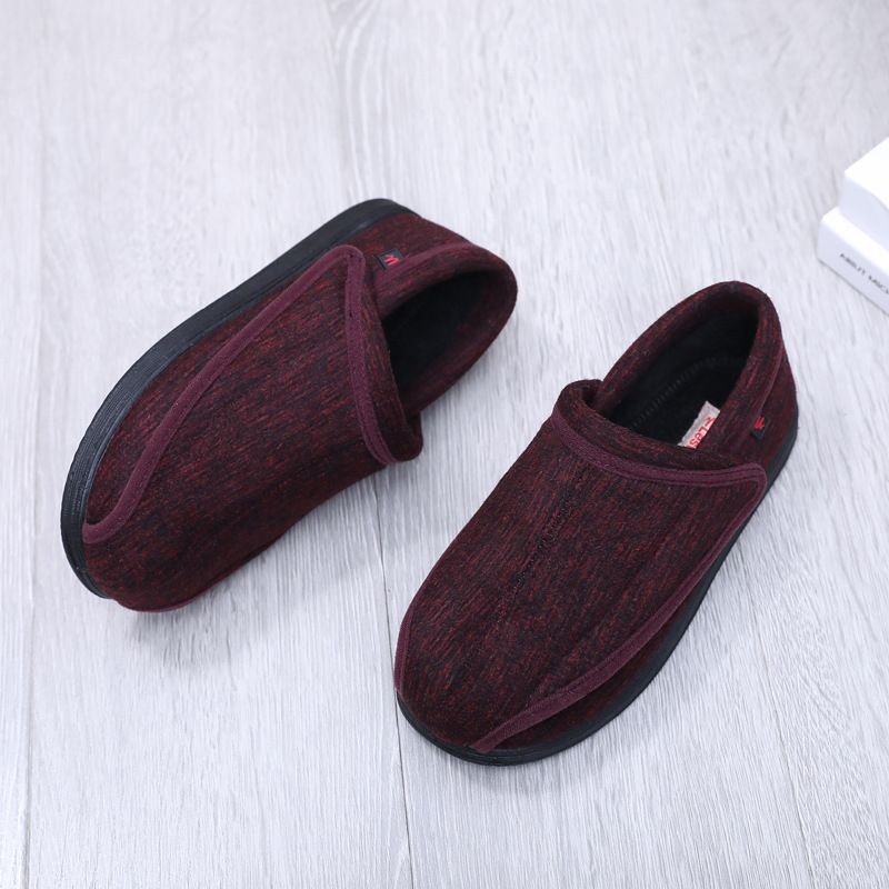 Ziwa Ge Winter New Warm Fleece-Lined Thickened Cloth Widened Velcro Shoe Top Openable Comfortable Cotton Shoes_voghion.com