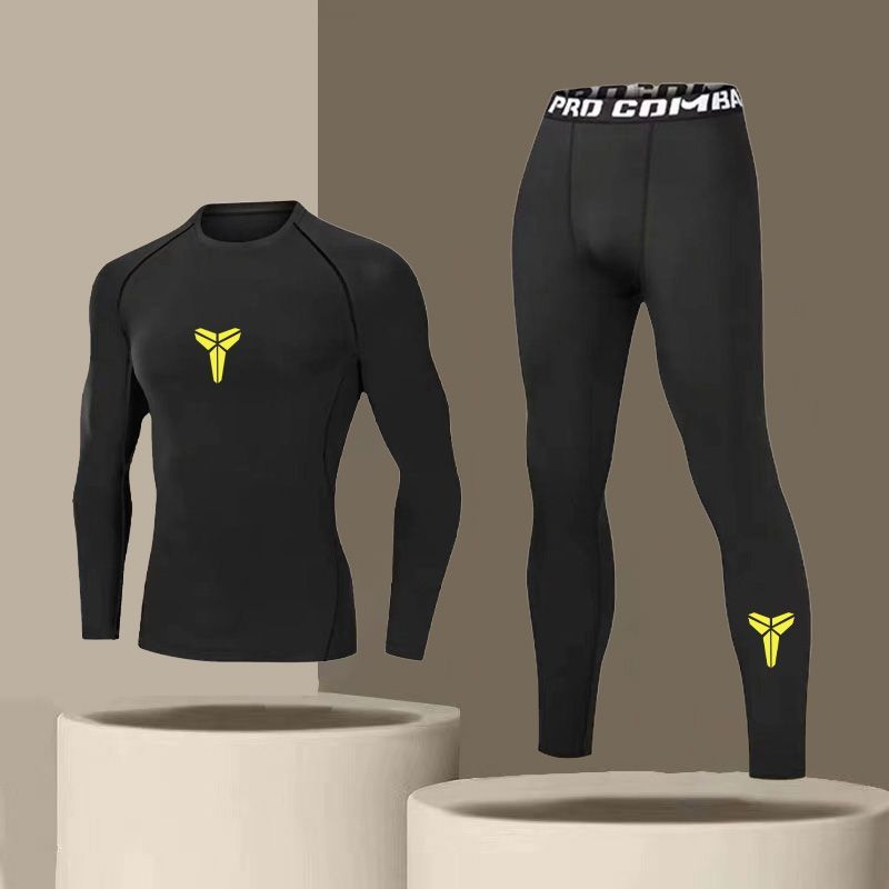 Nuovo abbigliamento fitness da uomo, tuta elastica ad asciugatura rapida, pantaloni sportivi a maniche lunghe per la corsa mattutina all'aperto_voghion.com