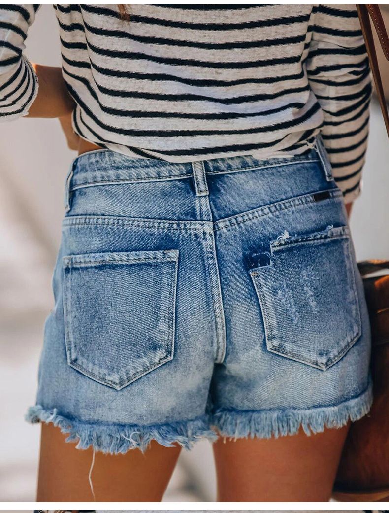 Damkläder The New Popular Stretchy Ripped Tofs Dam Jeans Shorts Populär Wish Super Hot_voghion.com