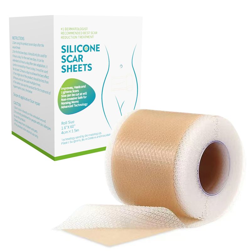 Silicone Scar Sheets, 1 Roll Reusable Scar Removal Sheet, Professional Scar Removal Tape For C-section, Surgery, Burns, Keloids, Acne, Scarbandages_voghion.com