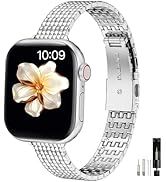 Cinturino sottile in metallo compatibile con Apple Watch da 49 mm, 46 mm, 45 mm, 44 mm, 42 mm, 41, 40, 38 mm, cinturino a catena in acciaio inossidabile Dr._voghion.com