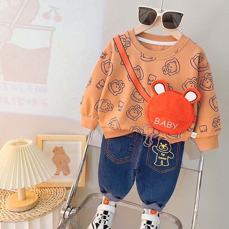 Set di abbigliamento 2024: abbigliamento primaverile e autunnale stampato in stile western per bambini, felpa con cappuccio a maniche lunghe con dinosauro per ragazzi, due_voghion.com