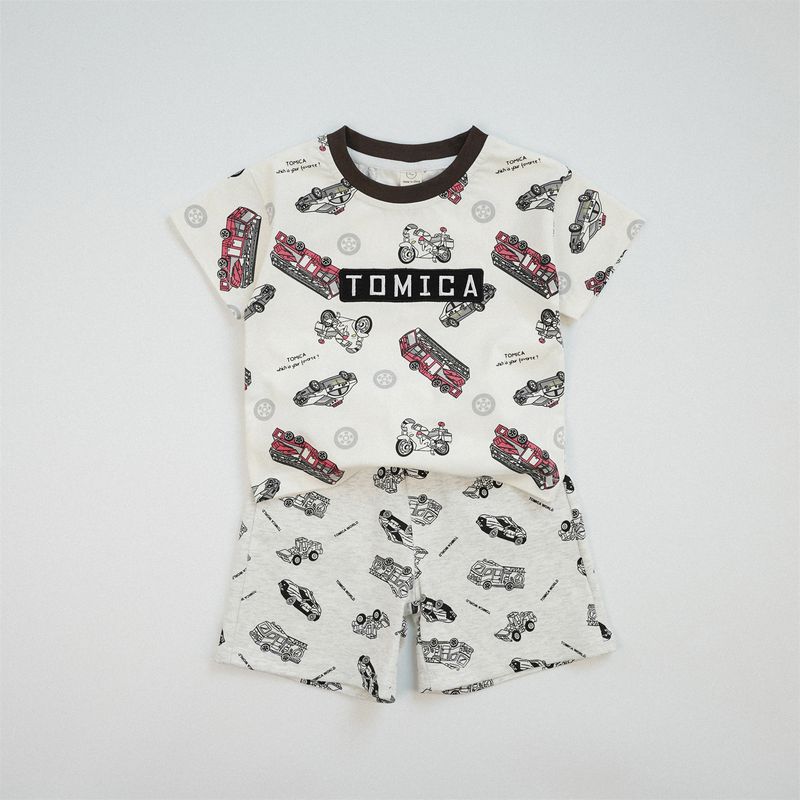 Kids T-Shirt – 100% Cotton A-Class Safety, Cartoon Car & Letter Print, Breathable Short Sleeve Tee For Boys & Girls (80-130cm)_voghion.com