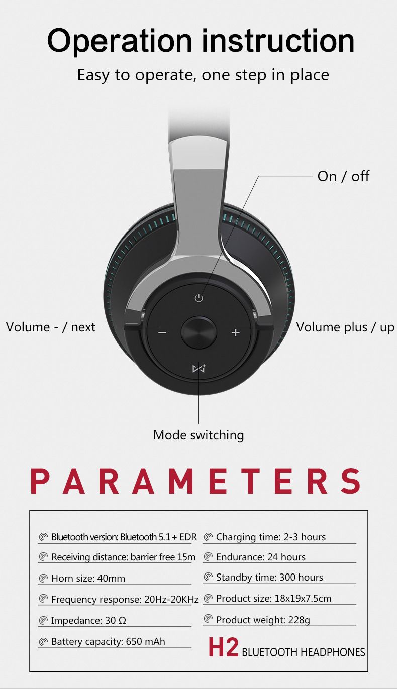 Nouveau casque Bluetooth Casque de jeu stéréo à basses puissantes pour téléphones portables et ordinateurs_voghion.com