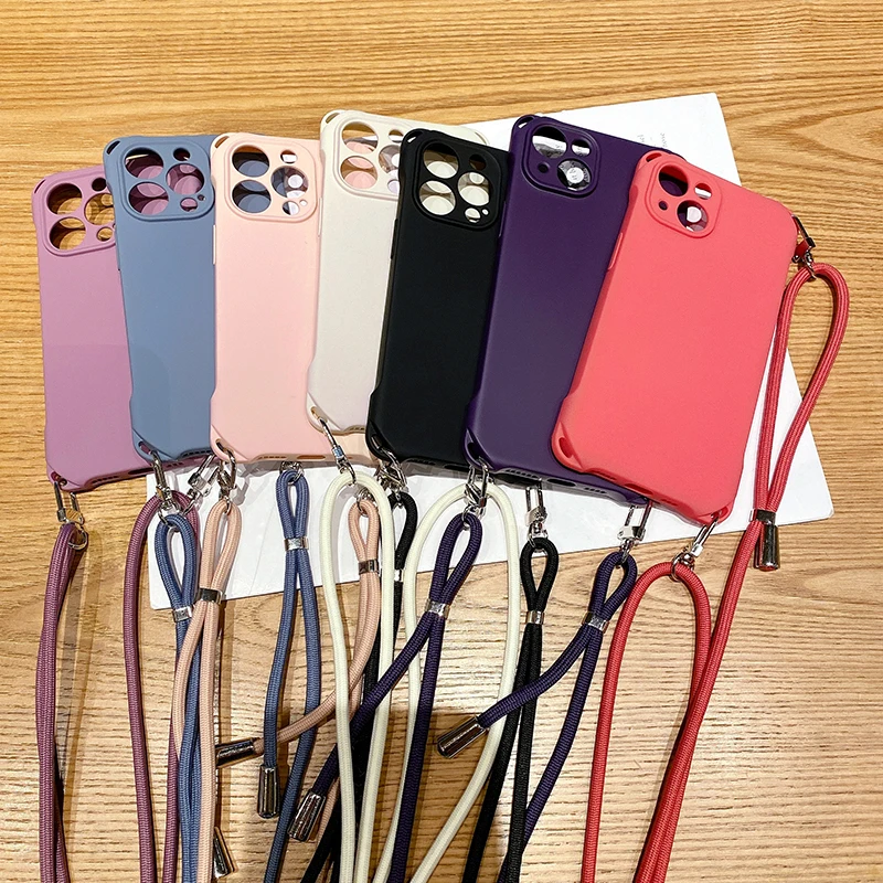 Liquid Silicone Crossbody Necklace Lanyard Cord Strap Case For iPhone 15 13 11 12 14 Pro Max X XR 8 Plus Soft Candy_voghion.com
