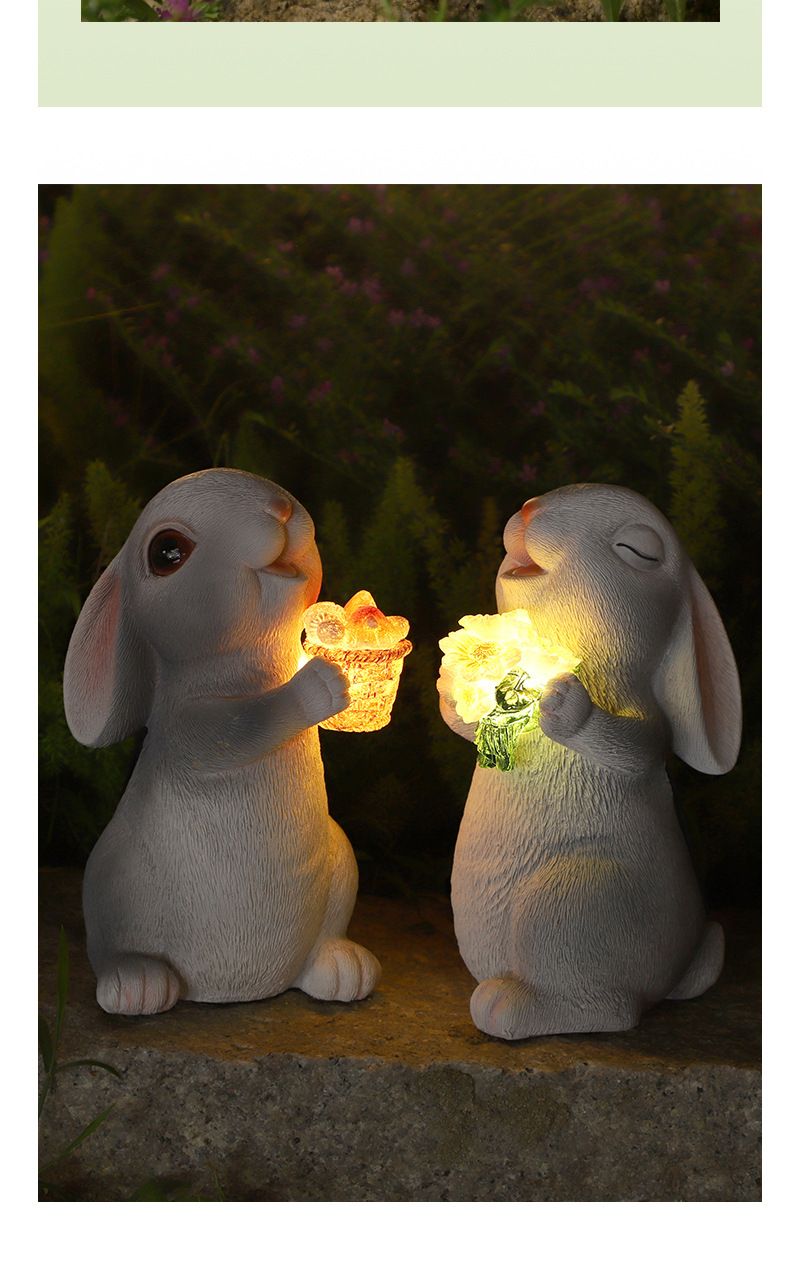 New Product Simulation Animal Garden Decoration Solar-Powered Yard Lawn Light Craft Rabbit Ornament_voghion.com