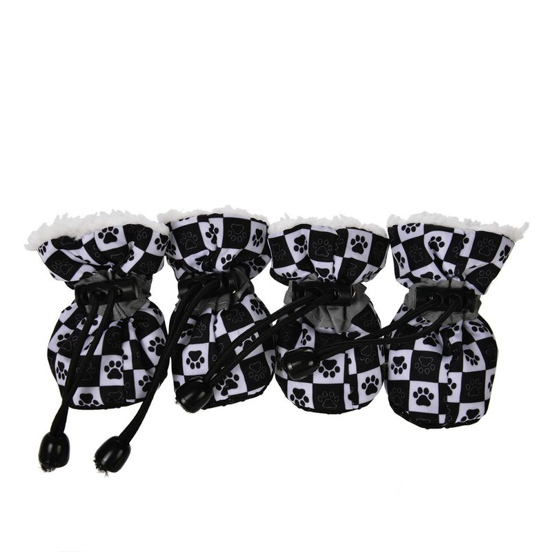 New Dog Autumn Winter Printed Fleece Lined Warm Reflective Non-Slip Shoe Covers Puppy Socks Pet Shoes_voghion.com