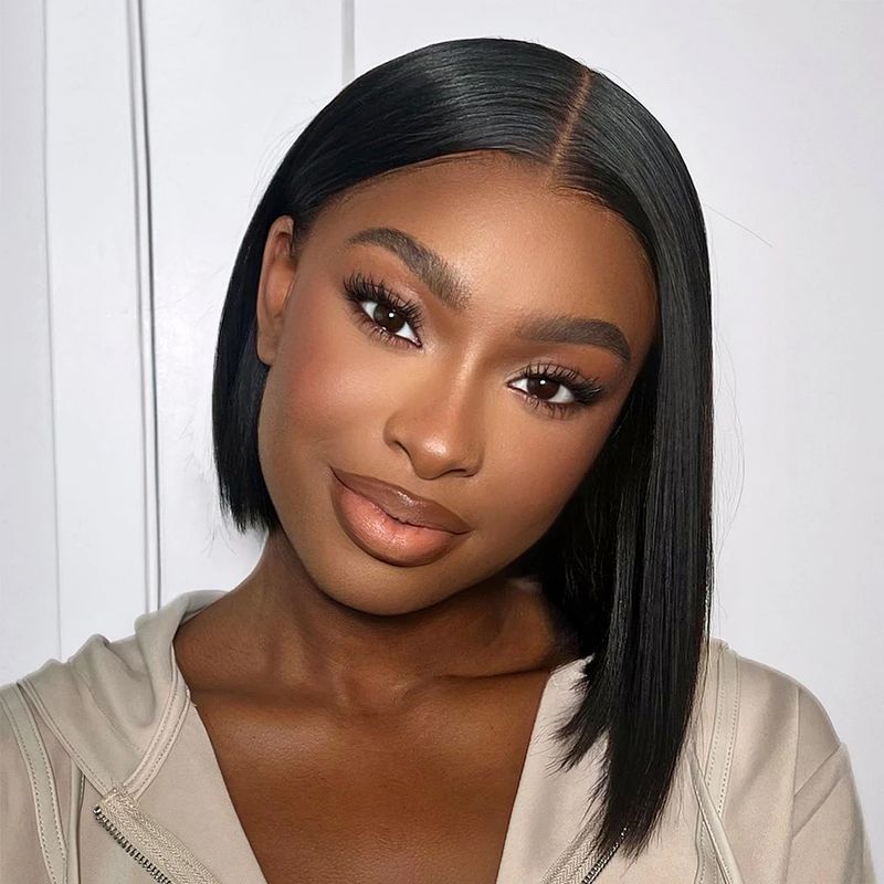 Wear And Glueless Hair Wig HD Straight Short Bob Closure Plucked Human Wigs Pre Cut Lace Ready To Go_voghion.com