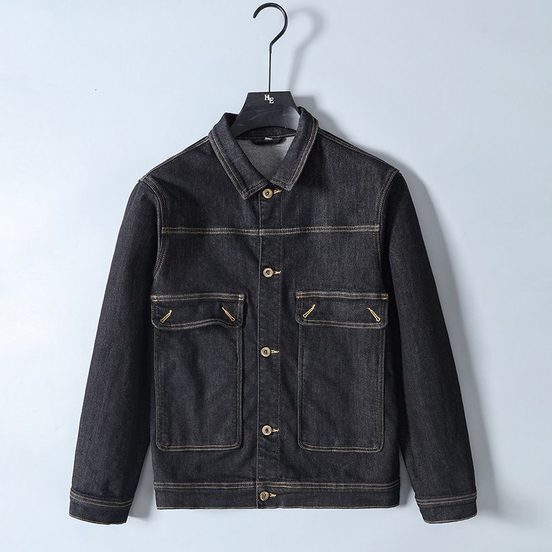 Hochwertige große Herren-Jeansjacke für Frühling und Herbst, neue Anti-Fading-Jeansjacke für Herren, lockere, elastische Reversjacke_voghion.com