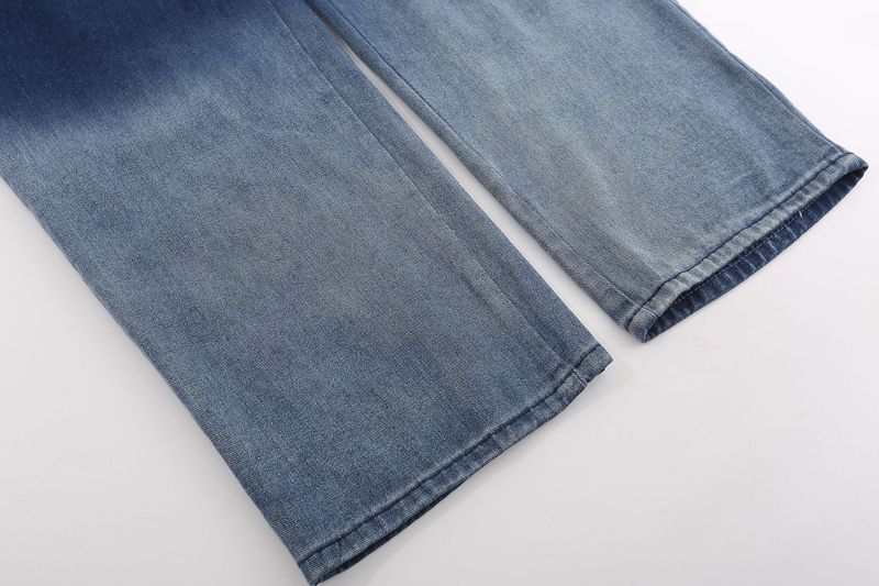 Salopette en denim brodée d'étoiles dégradées tie-dye vintage pour hommes_voghion.com