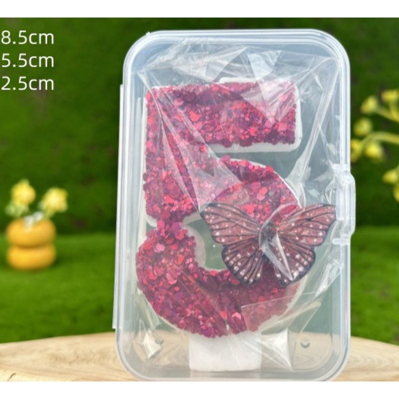 Digital Cake Party Decoration Birthday Candle DIY Rose Red Butterfly_voghion.com