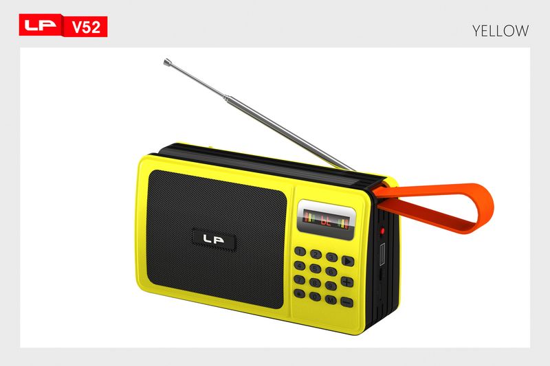 LP-V52 Square Radio Bluetooth Stand Solar Charging Long Antenna with Screen Button Mischievous Mini Card Insertion_voghion.com