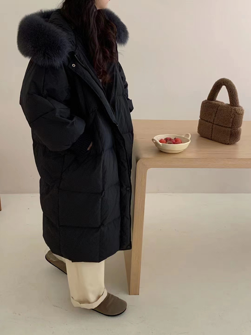 Damenmode lange Kapuzenjacke Warme Jacke_voghion.com