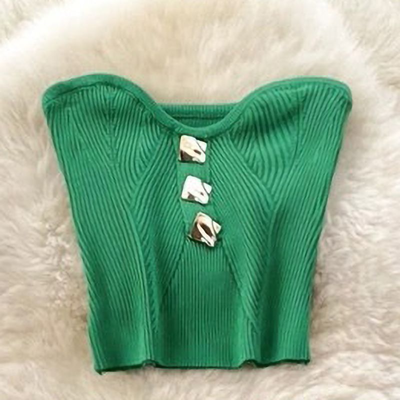 Hot Girl Style Dit jaar's Trend Mooie Sexy Strapless Top Veelzijdige Dim Flared Broek Mode Tweedelige Set Voor_voghion.com