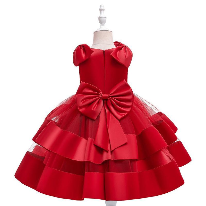 Mutter & Kinder Prinzessin Kleid Kleine Kinder Rock Bogen Ärmel Blumenmädchen Kleid Leistung Kostüm_voghion.com