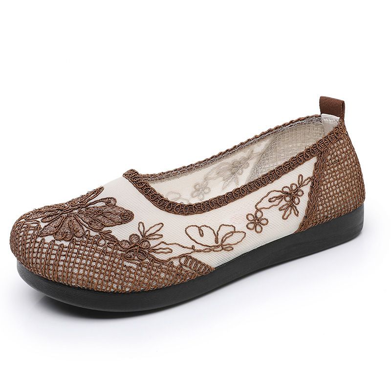 Scarpe singole slip-on traspiranti comode con suola morbida e ricamate in tessuto Old Beijing da donna, primavera e autunno 2025_voghion.com