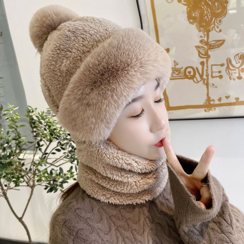 LazyZoom Women's Hat For Autumn Winter, Windproof, Cycling Warmer, Mask Integrated Warm Neck And Ear Protection, Thickened_voghion.com