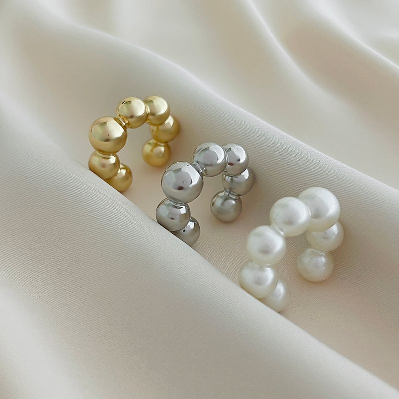 Aurora Atelier Ingemark Zartes 3-teiliges Set Imitationsperlen-Ohrringe für Damen Vintage CCB Ohrclips ohne Piercing Partyschmuck Accessoire 2025 Neu_voghion.com