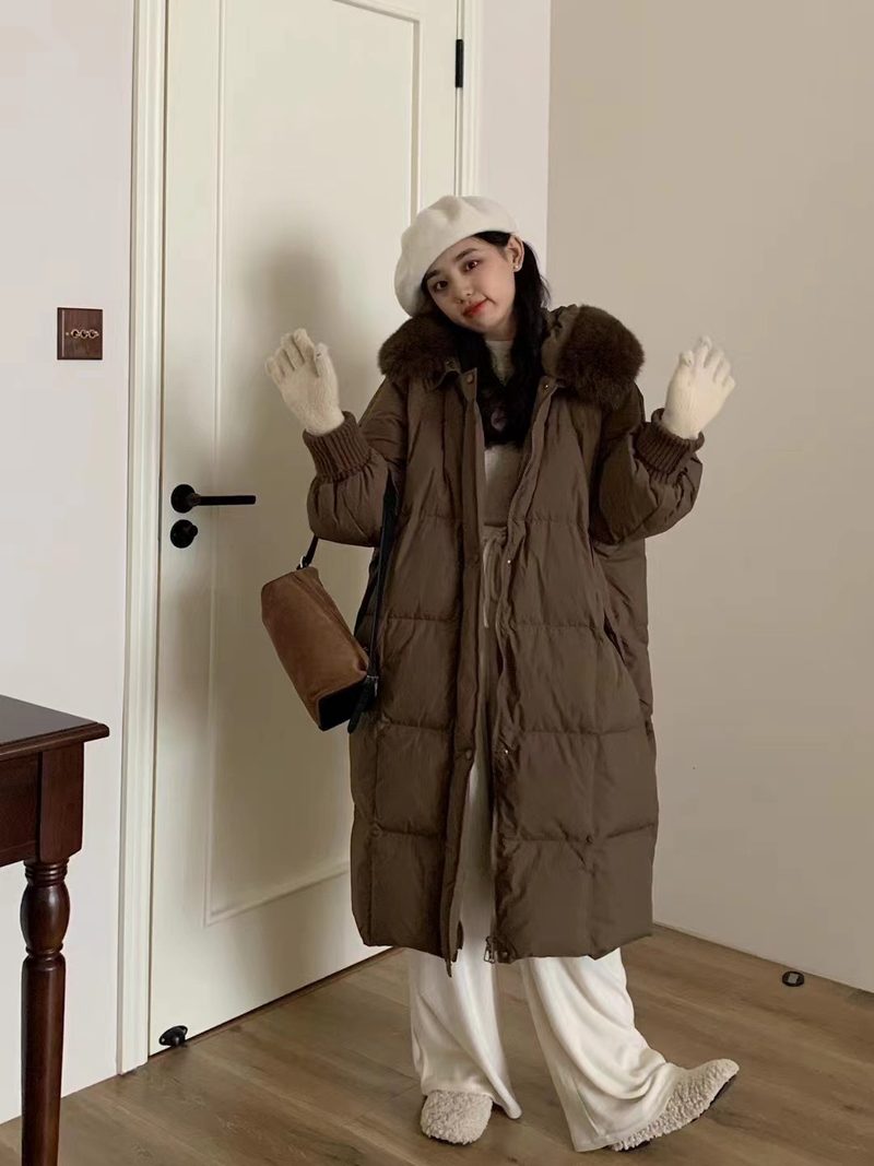 Damenmode lange Kapuzenjacke Warme Jacke_voghion.com