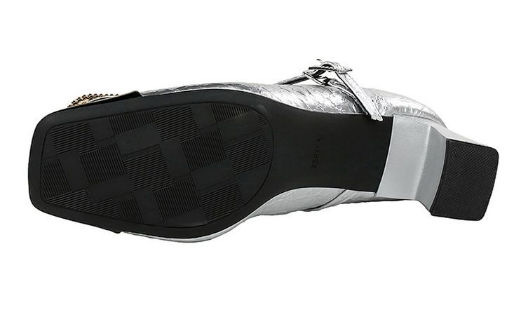 5298-K32 Scarpe da banchetto da donna con tacco medio grosso, punta quadrata, cinturino con fibbia in metallo con diamanti e bocca leggera, con blocchi di colore_voghion.com