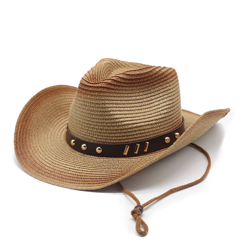 2022 Spring/Summer Western Seaside Sunscreen Beach New Men's and Women's Outdoor Painted Cowboy Straw Sunshade Hat_voghion.com