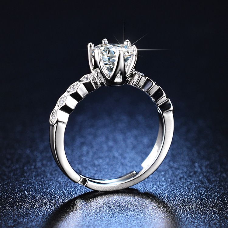 Empilhado com anel de favo de mel, anel de diamante simulado feminino de um quilate_voghion.com
