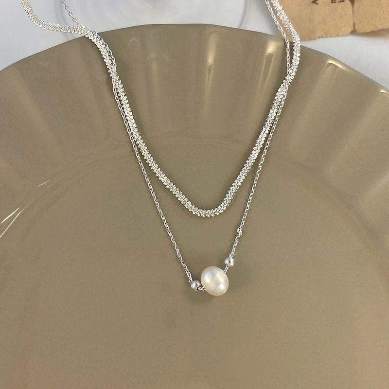 Doppellagige Perlenkette für Damen, elegantes Design, Nischenkette, Schlüsselbeinkette, 2023 neuer Stil_voghion.com