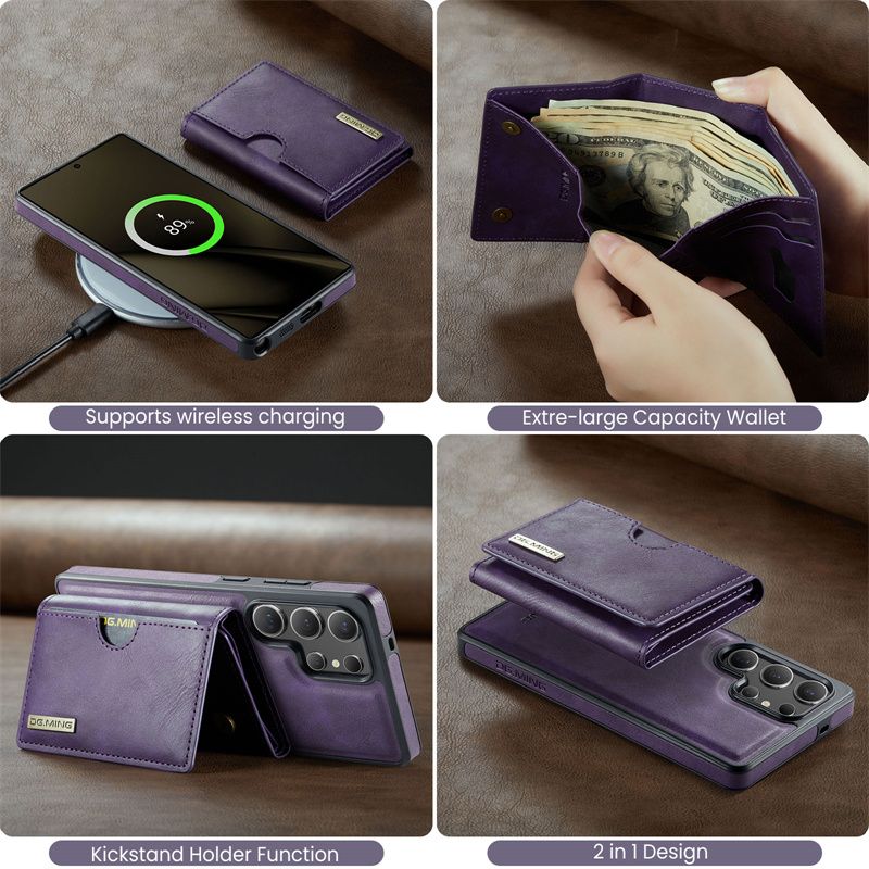 Custodia magnetica staccabile 2 in 1 per Samsung Galaxy S25 Edge S24 FE S23 S22 S21 Ultra Portafoglio in pelle con tasca porta carte sul retro_voghion.com