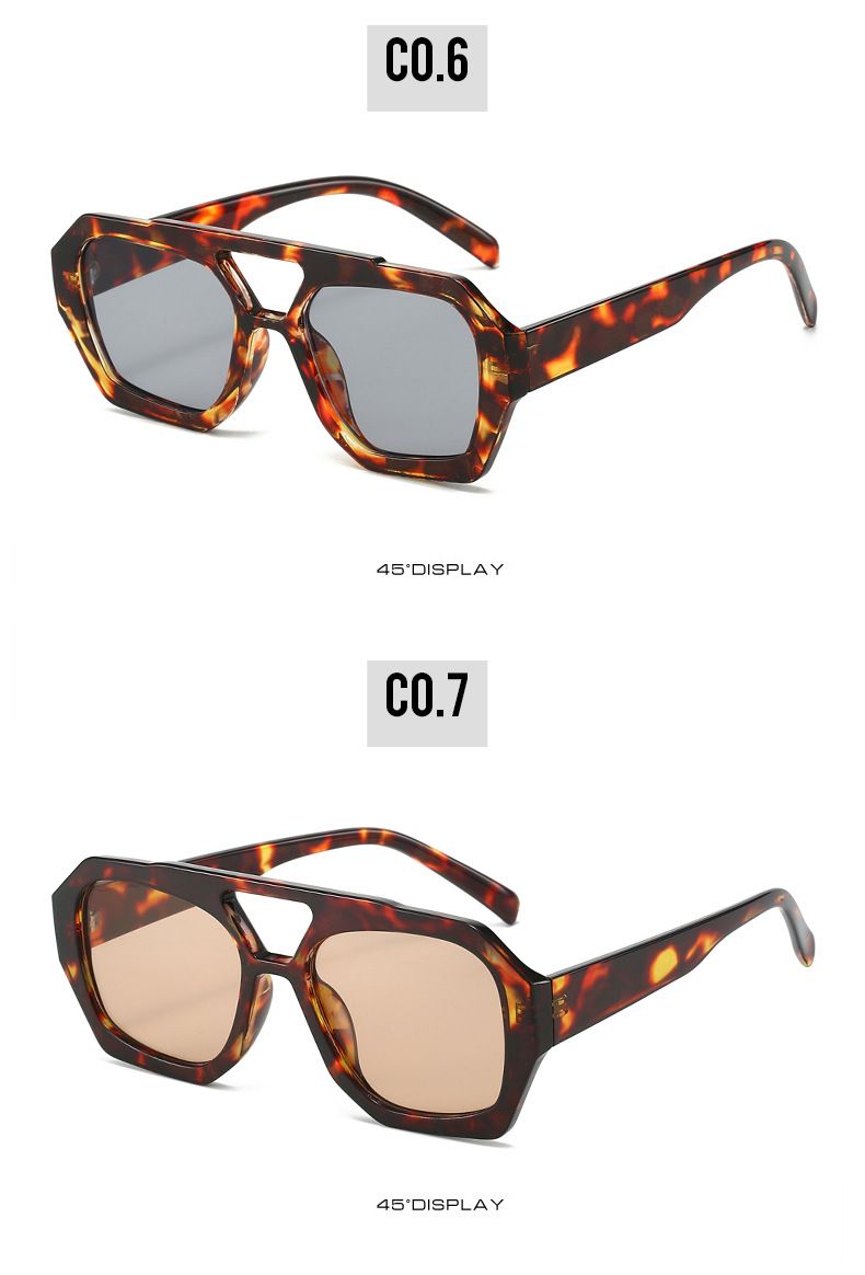 Occhiali da sole da donna Instagram influencer irregolari a doppio raggio, tendenza occhiali personalizzati a contrasto di colore semplice_voghion.com