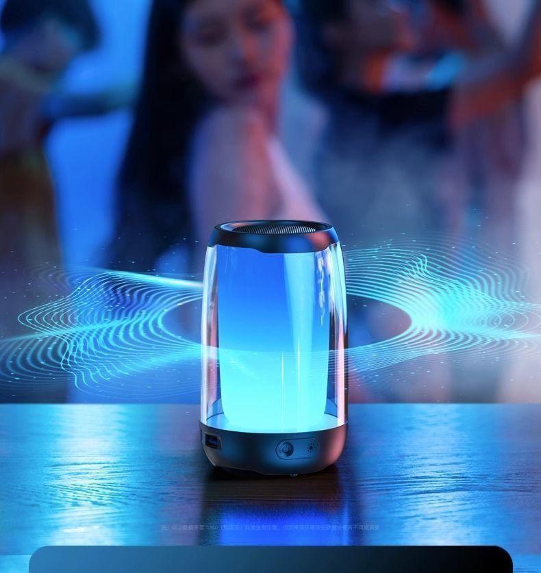 2025 Mini subwoofer Bluetooth con luci colorate, altoparlante portatile da tavolo per esterni, alta qualità del suono, super bassi_voghion.com