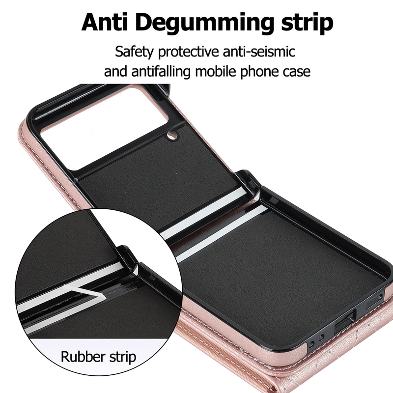 Suitable for the new Samsung ZFlip3 oblique organ mobile phone case folding ZFlip4 small fragrance ring mobile phone leather case_voghion.com