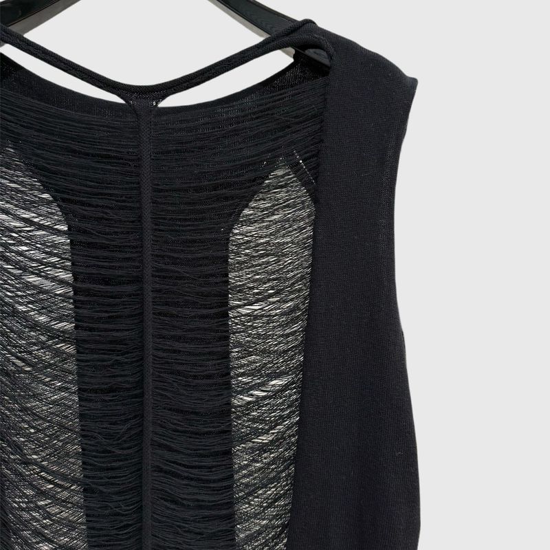 meisje SUBHUMAN | Hollow Out onregelmatig gebreid dames niche-ontwerp Spicy Girl doorschijnende mouwloze dunne top_voghion.com