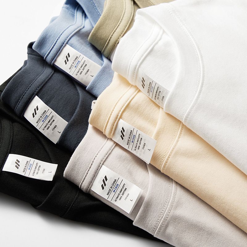 Yellow Bird Knit | Autumn New 230g Pure Cotton Long sleeved T-shirt Round Neck Top Cloth White Bottom Shirt for Men_voghion.com