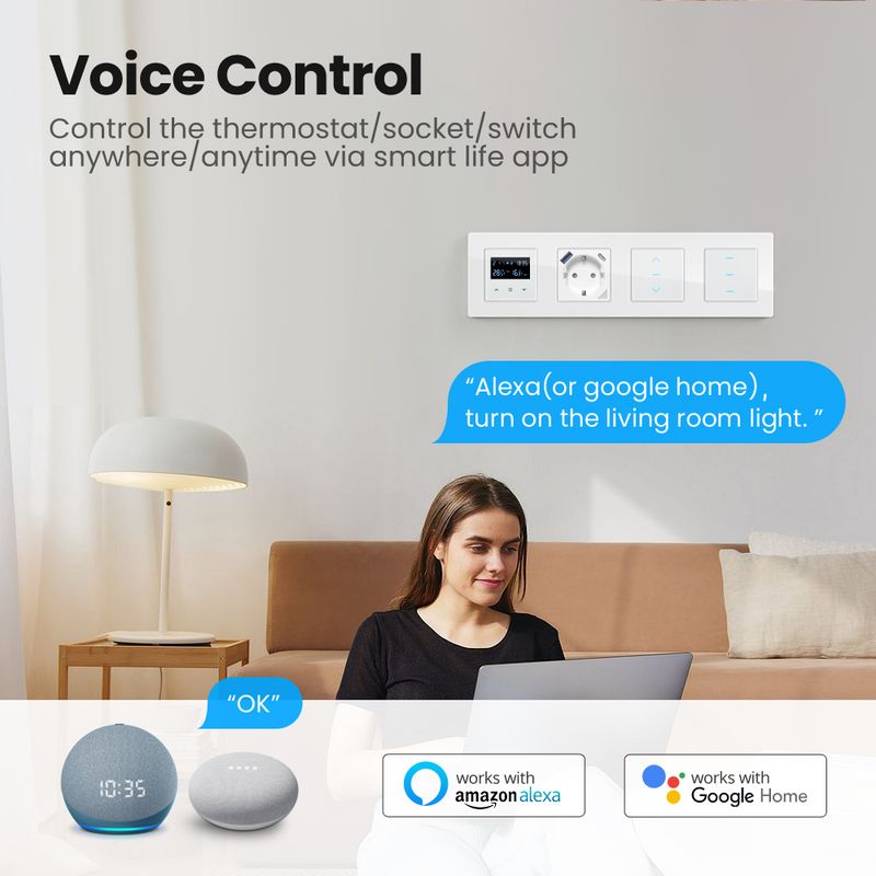 Thermostat WiFi AVATTO Tuya, prise intelligente pour rideau lumineux, norme européenne, télécommande avec application, compatible avec Alexa et Google Home_voghion.com