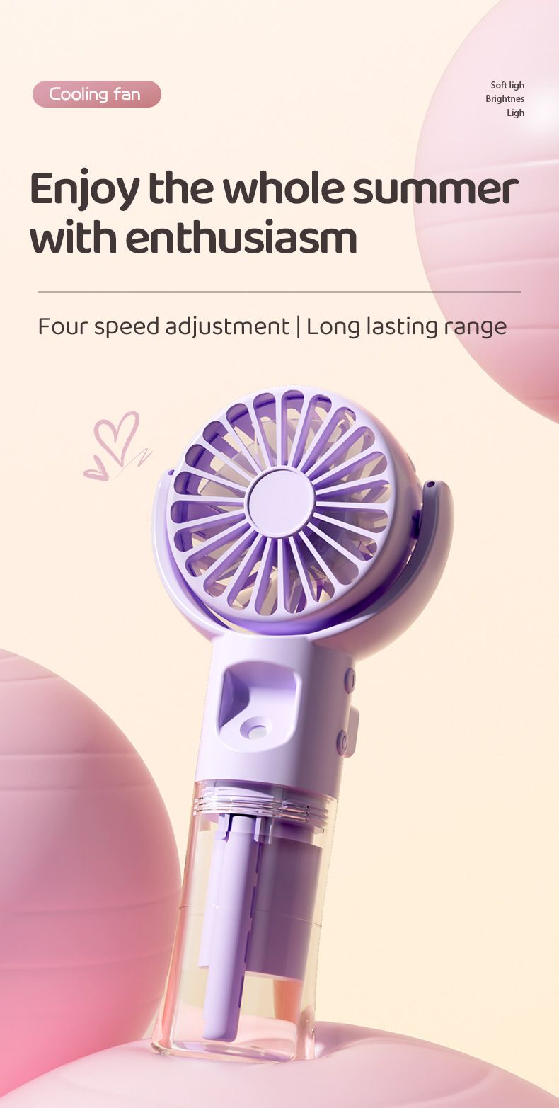 Mini Handheld USB Rechargeable Portable Misting Fan With 4 Adjustable Speed Spray Water Mist For Outdoor Camping And Traveling_voghion.com