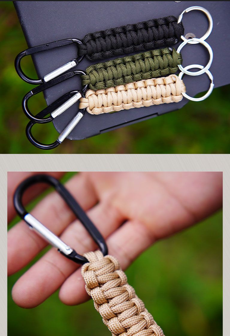 Survival Carabiner Seven-Core Paracord Handmade Keychain Outdoor Hiking Camping Picnic_voghion.com