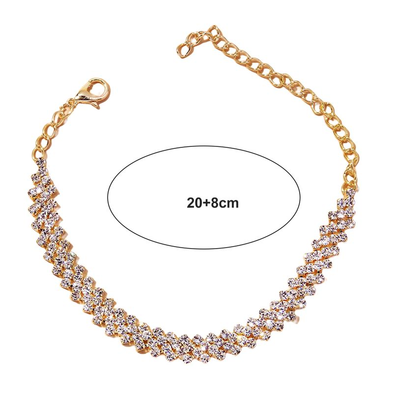 Shuosbai 1Pc Adjustable Extended Chain Sparkg Personality Rhombus Decorate Foot Rhie Stretch Anklet Women Jewelry_voghion.com