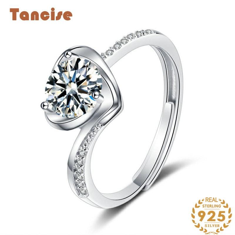 Tancise Classic Moissanite Silver Ring Ladies Jewelry Wedding Promise Party Gift_voghion.com