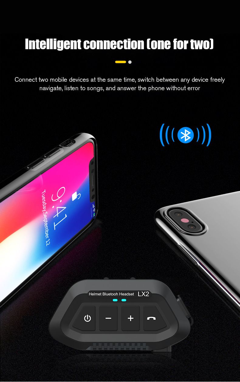 LX2 Motociklističke potpuno poluvodootporne bežične 5.3 Bluetooth slušalice za kacigu_voghion.com