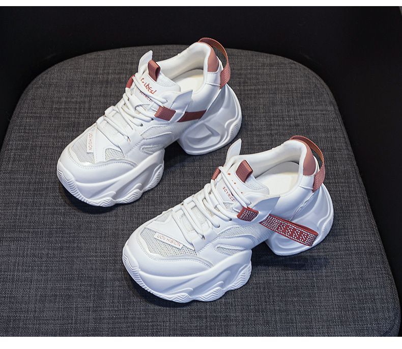 Thick-soled Transparent Mesh And Double-layer Mesh Heightening Dad Shoes Casual Versatile Style Small Women's Shoes_voghion.com