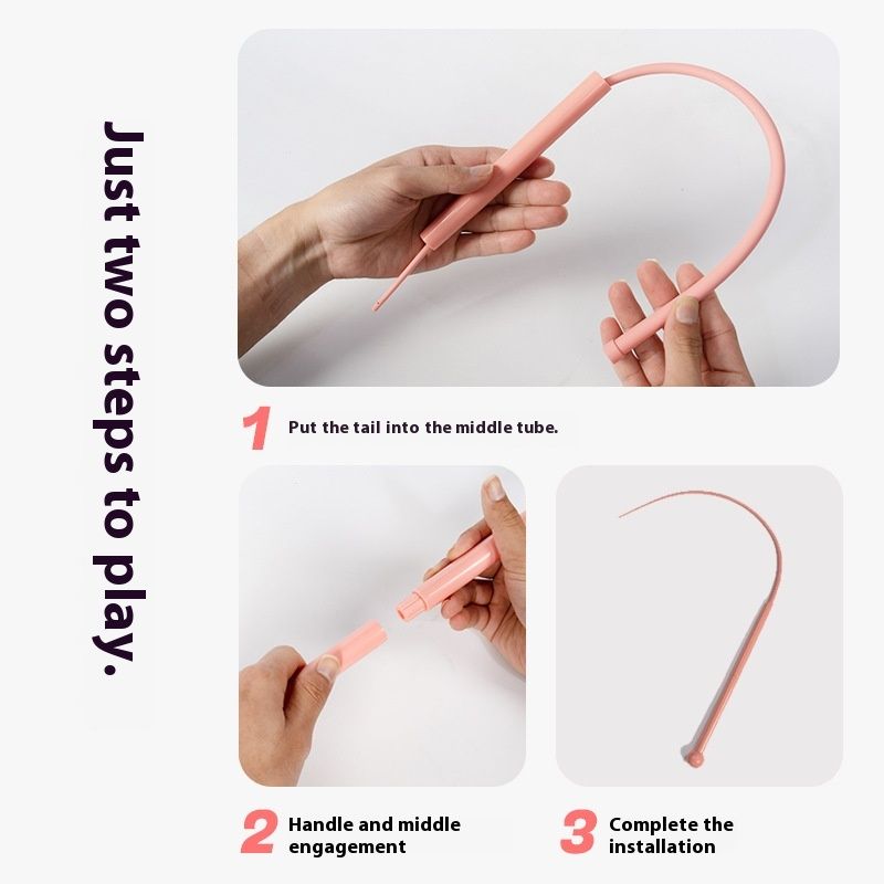 Giocattolo per gatti con coda di topo simulata, bastone in silicone interattivo per animali domestici, lungo palo_voghion.com