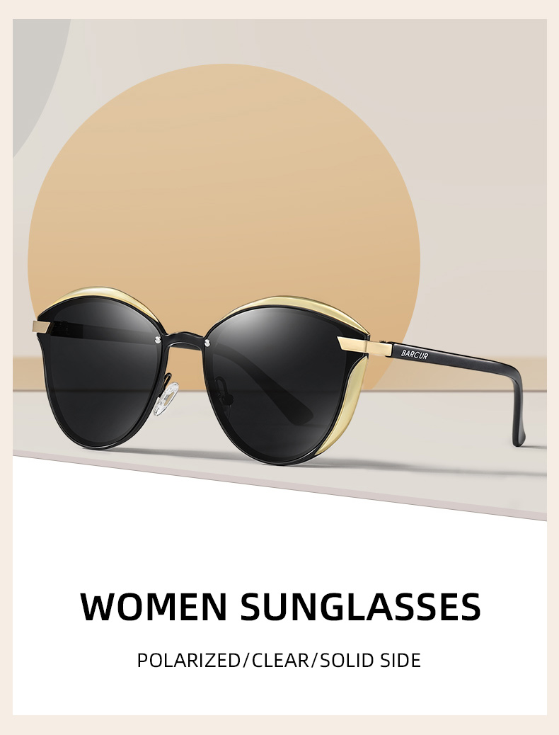 BARCUR Occhiali da sole polarizzati Donna Occhiali da sole rotondi Ladies Lunette De Soleil Femme_voghion.com