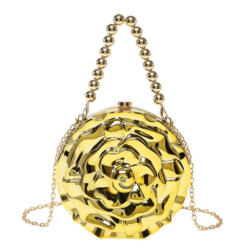 Abend-Clutch mit Blume, runde Scheibe, trendige Mode, einzelne Schulter, Umhängetasche, neue Nischen-Design-Tasche für Frauen_voghion.com