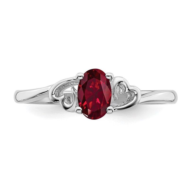 Sterling Silver Rhodium-plated Created Ruby Ring_voghion.com