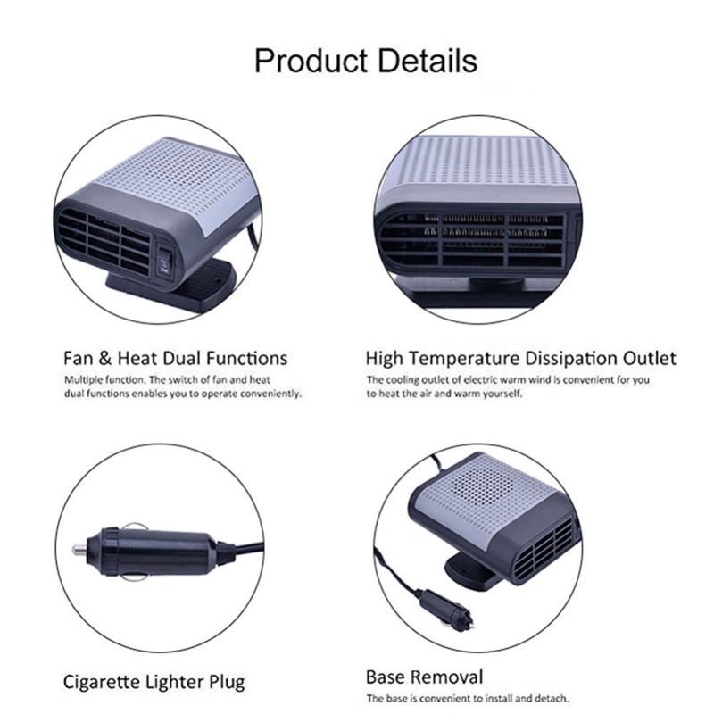 12V Auto Veicolo Elettrico Riscaldamento Parabrezza Sbrinatore Accendisigari USB Ventilatore Mini Riscaldatore_voghion.com