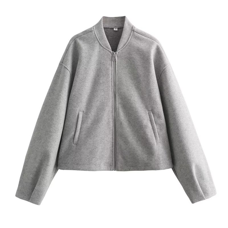 Women's Clothing Casual Loose-Fit Jacket With Stand Collar, Zipper Front, And Multiple Pockets – Stylish & Versatile Outerwear For Fall_voghion.com