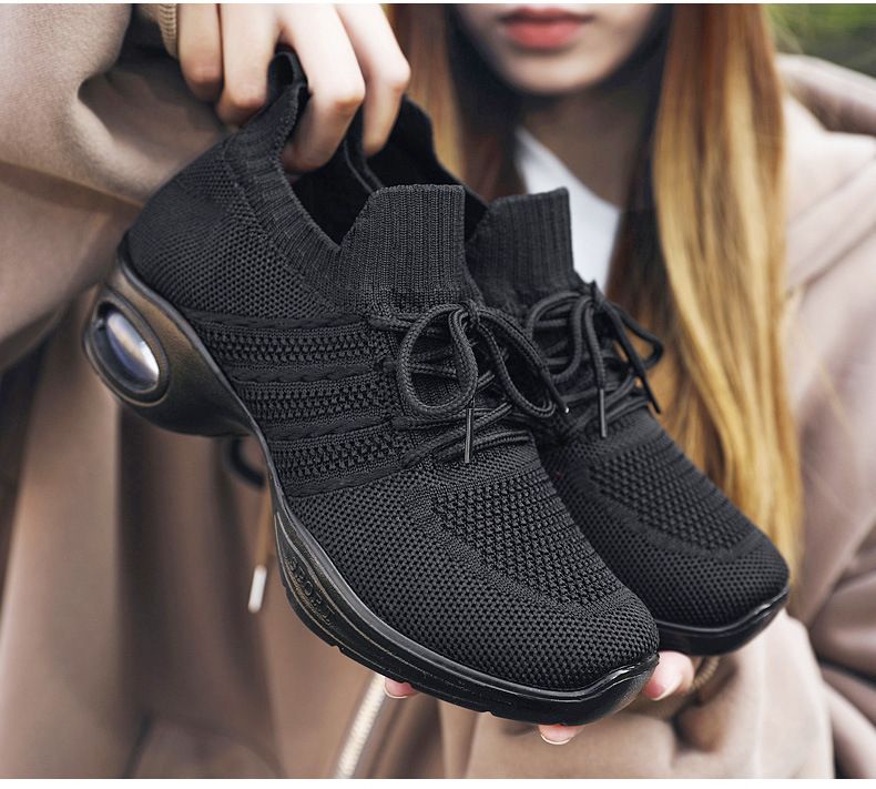 Tanzschuhe Damenschuhe Polyurethan Dickbesohlte Leichte Square Dance Atmungsaktive Wanderschuhe für Mütter mittleren Alters und ältere Menschen_voghion.com