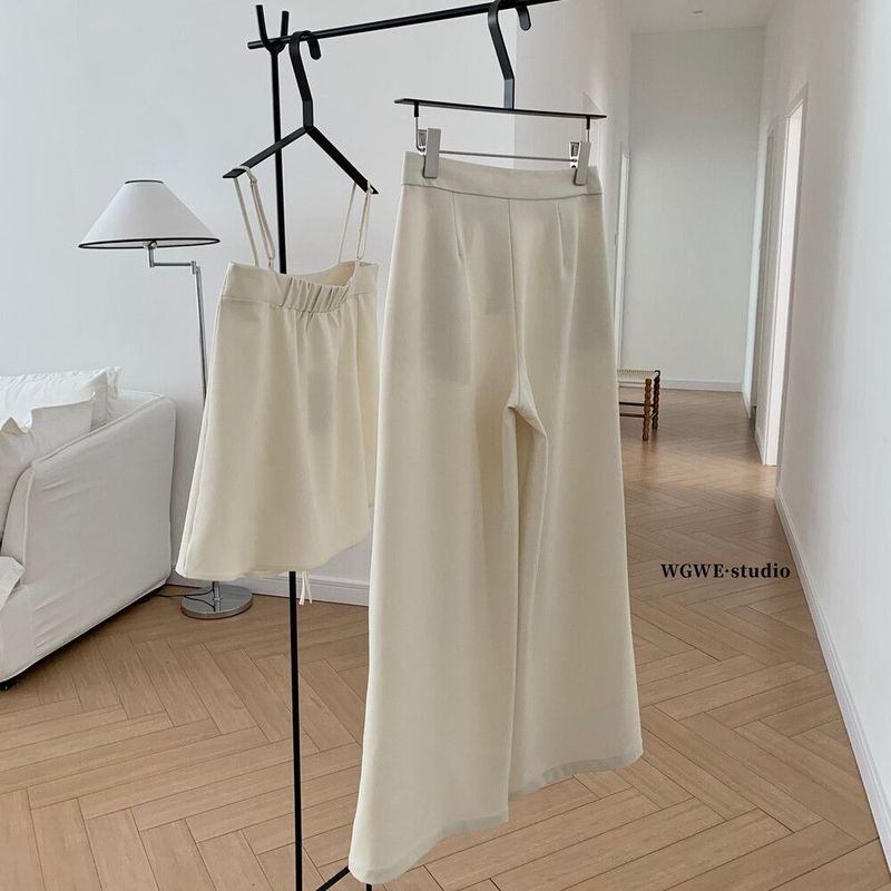 25 New Fashionable Sleeveless Tube Top Camisole + Summer High-End Elegant Loose Slimming Casual Pants Set_voghion.com