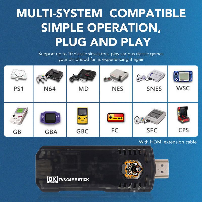 X8 Game Stick 4K 3D Games Arcade Retro Video Game Consoles Dual Controller Android 10 HD TV Dual System for Xmas Gifts_voghion.com